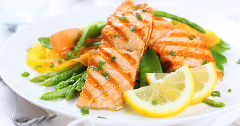 salmon and spring veggies